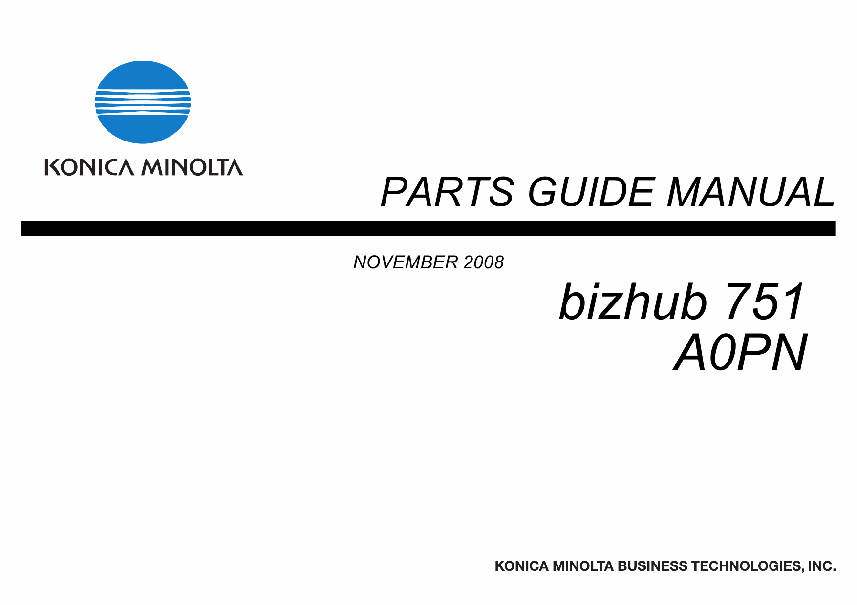 Konica-Minolta bizhub 751 Parts Manual-1